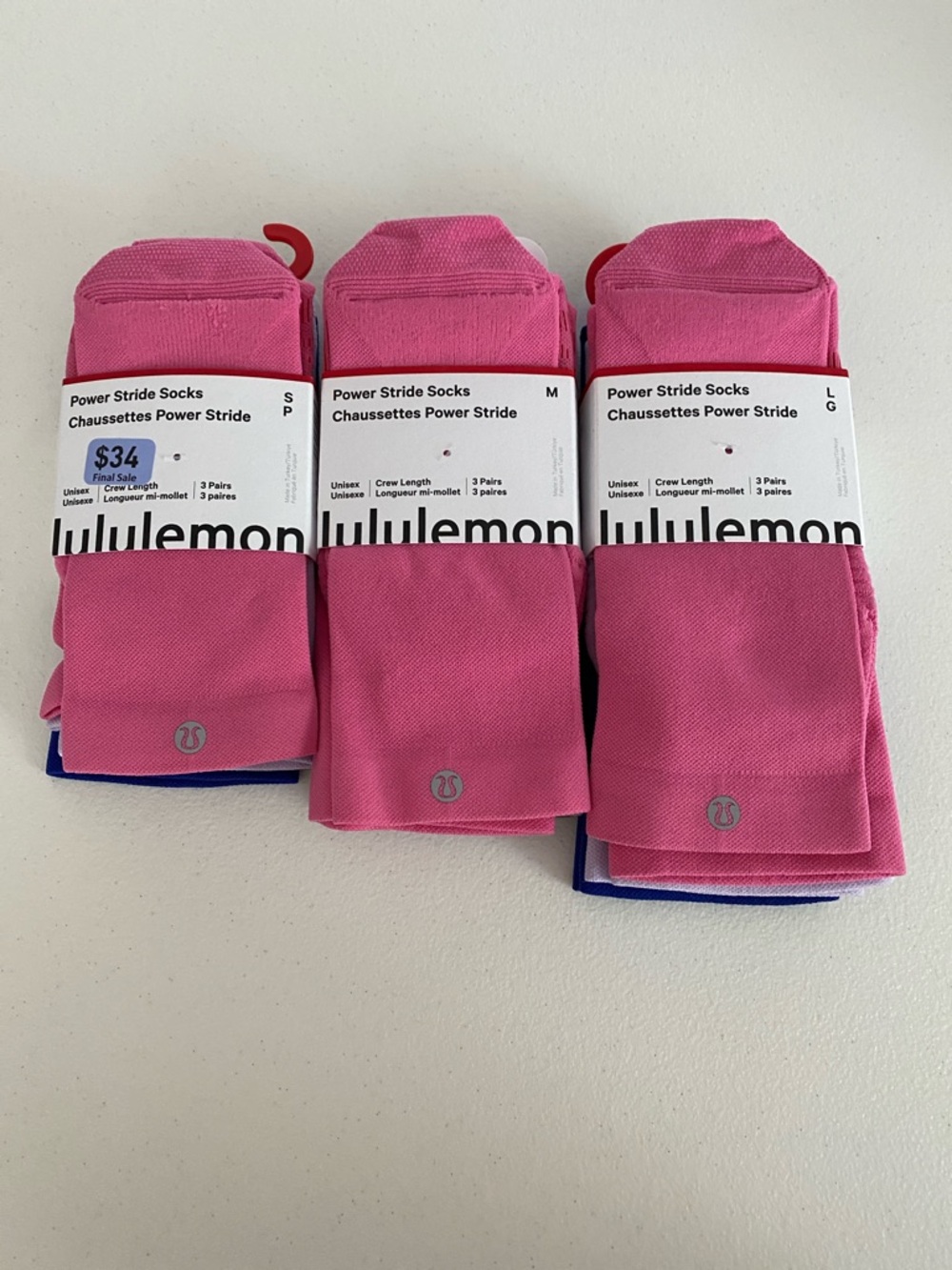 Lululemon - Power Stride Socks - Crew Length (3-Pack) - NWT